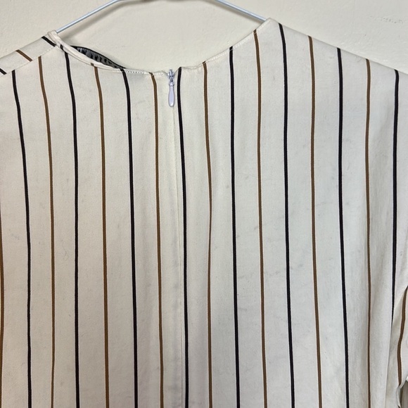 Zara Cotton Poplin Striped Bow Long Sleeve Tunic Top - Picture 12 of 15